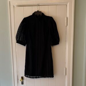 Bardot Black Lace Puff Sleeve Mini Dress